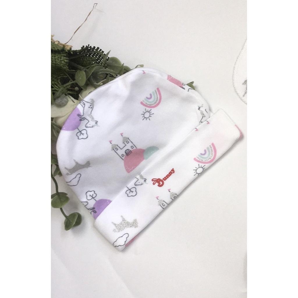 Mũ sơ sinh Bunny 0-6m thun cotton xuất mềm, co giãn, thoải mái