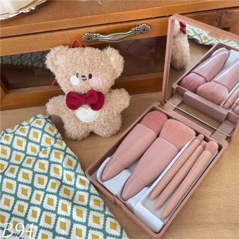 Set Cọ Trang Điểm 05 Cây Kèm Hộp Đựng và Gương Soi Cao Cấp Nội Địa Trung - HÀNG CHÍNH HÃNG MINIIN