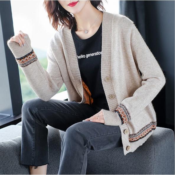 Áo khoác len cardigan họa tiết thổ cẩm hot trend 2020