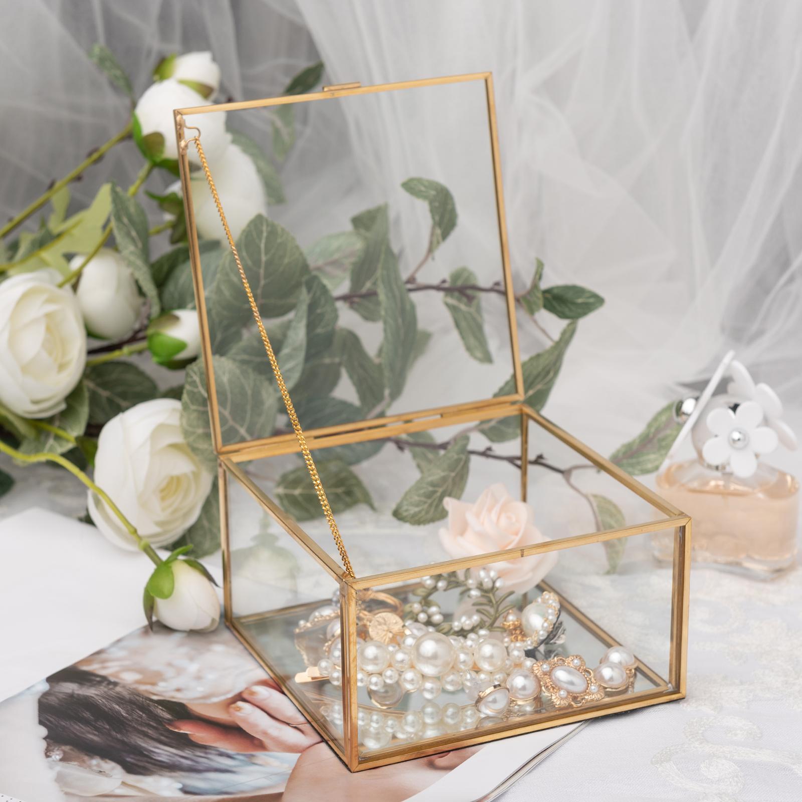 Glass Jewelry  Jewelry Trinket Glass Box for Storage and Display Rings