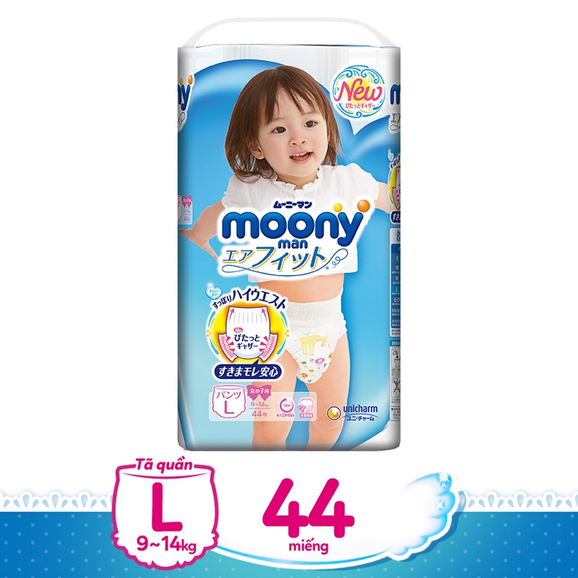 Tã quần cao cấp Moony L44 dành cho bé gái