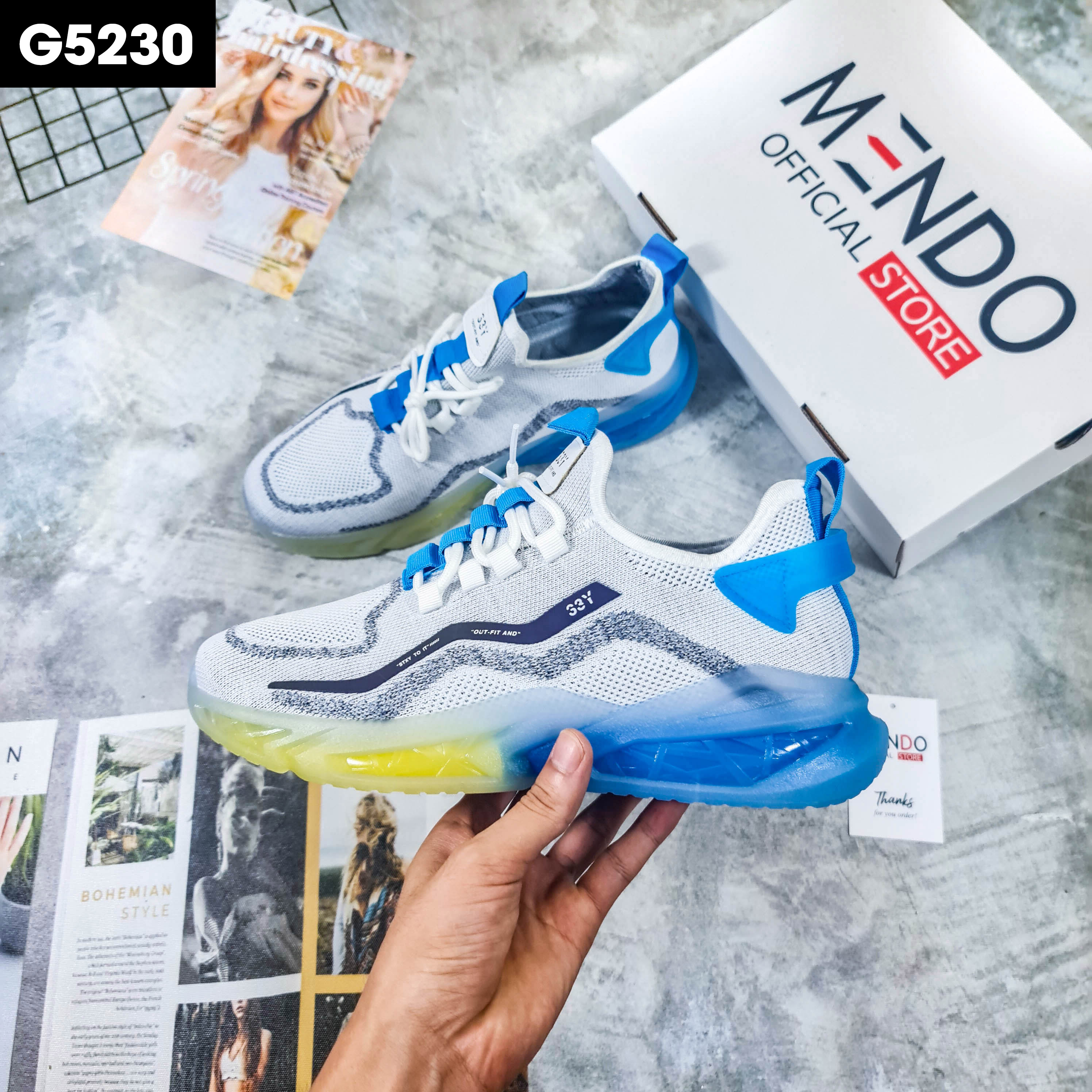 Giày Thể Thao Nam MENDO - Giày Sneaker Màu Trắng - Đen - Kaki, Dáng Thể Thao Dễ Phối Đồ - G5230