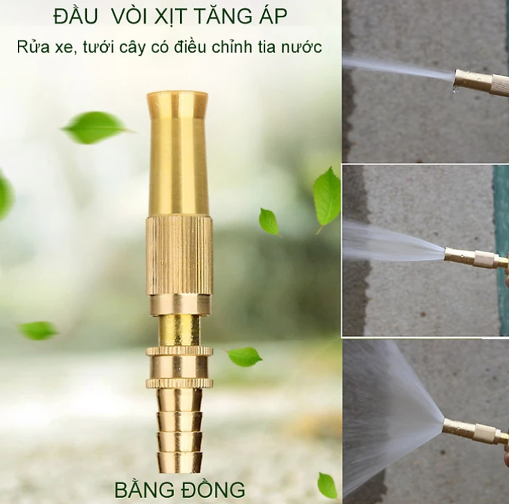 Đầu Vòi Xịt Tăng Áp Đa Năng, Áp Lực Nước Cao Mini Bằng Đồng, Vòi Rửa Xe, Rửa Sân, Tưới Cây, Làm Vườn.