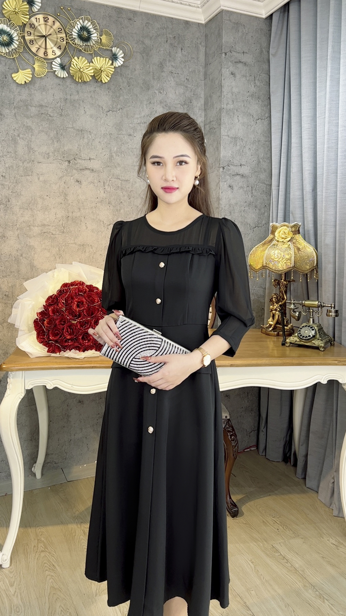 Đầm Trung Niên [ Linh Trà ] (TM 545) Trẻ Trung Thiết Kế Trang Nhã Thanh Lịch Đi Làm Đi Tiệc Cho Bà Cho Mẹ U40 Bigsize