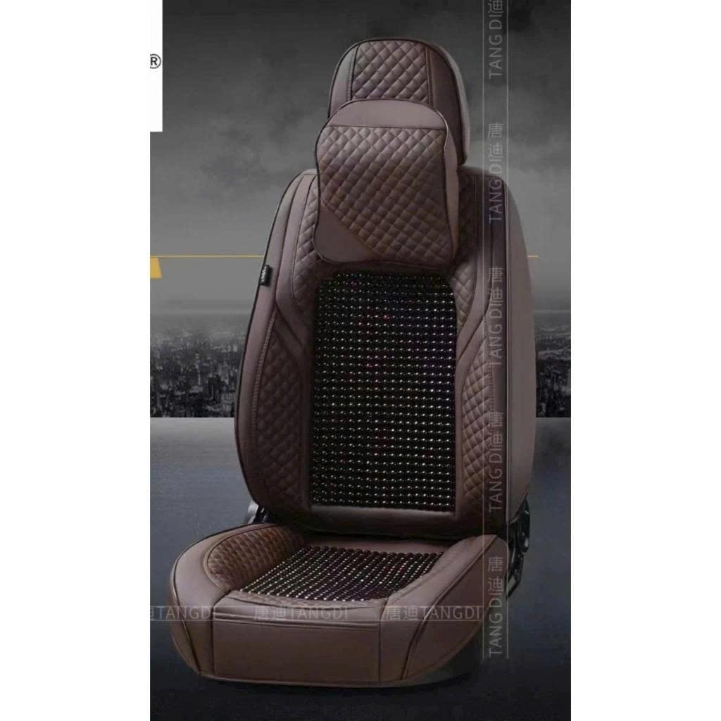 Bộ 5 áo ghế, bọc ghế ô tô hạt gỗ full xe hàng trước + hàng sau , massage tản nhiệt( tạng 2 gối)