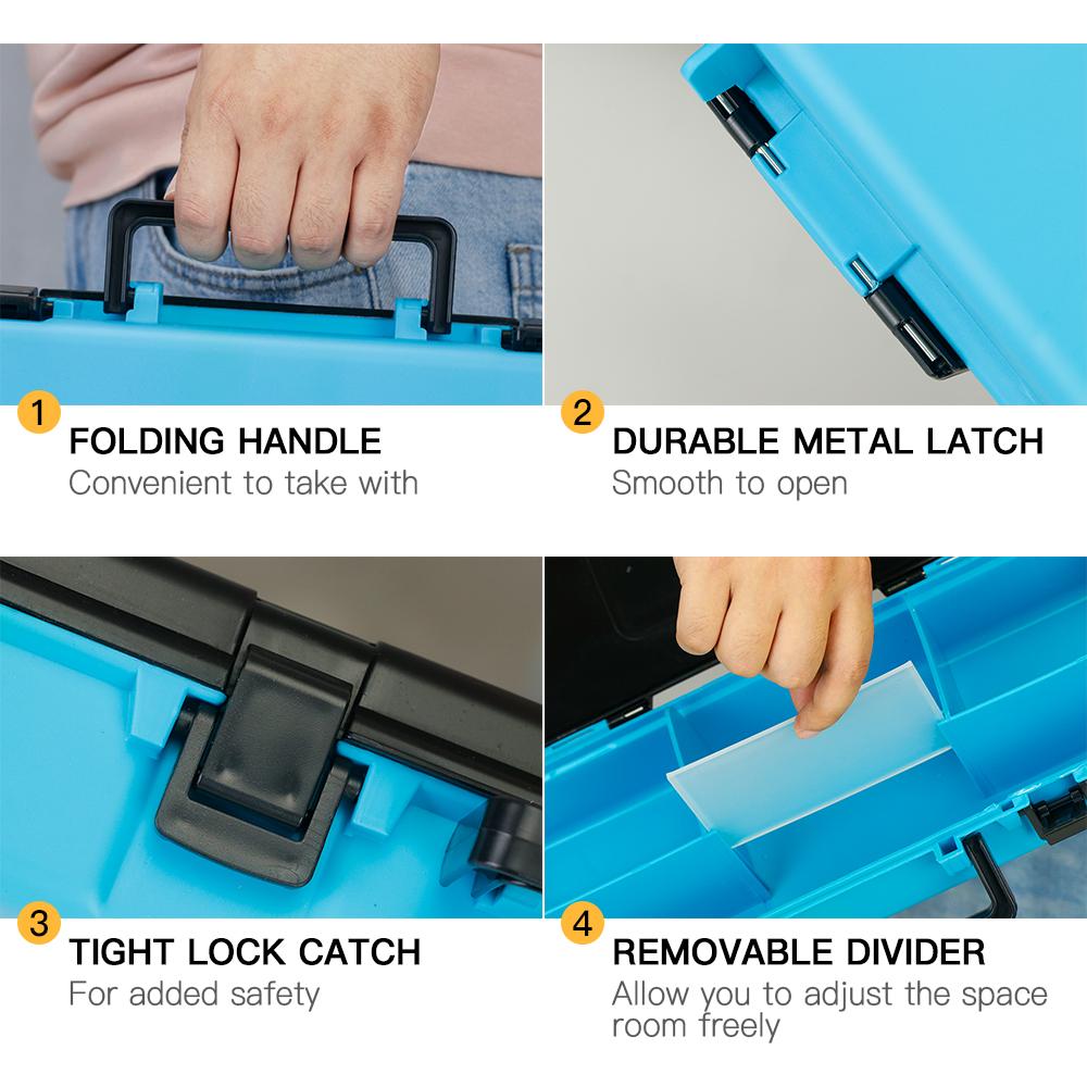 Hộp Đựng Mồi Câu 4 Ngăn Có Tay Cầm Không Thấm Nước Fishing Box Lure Case