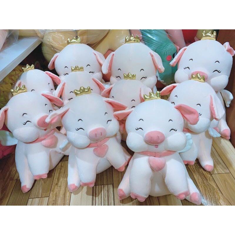 Gấu Bông Thú Lợn Nhồi Bông Heo Vương Miện Đeo Tim Ngồi Gối Ôm Màu Hồng Siêu To Khổng Lồ-TB07