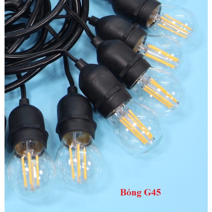 Dây Đui Đèn Kín Nước Trang Trí 3 Mét 6 Đui E27, Đèn Led Dây Thả Bóng Búp Trang Trí Shop Hàng Chính Hãng