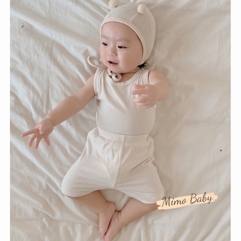 Bộ quần áo ba lỗ tăm lạnh màu trơn mùa hè cho bé QA79 Mimo Baby
