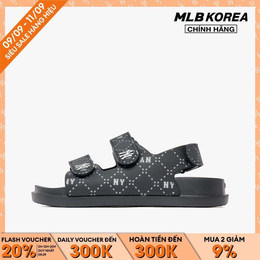 MLB - Giày sandals unisex đế thấp quai ngang Chunky Diamond Monogram 3ASDCSD33-50BKS