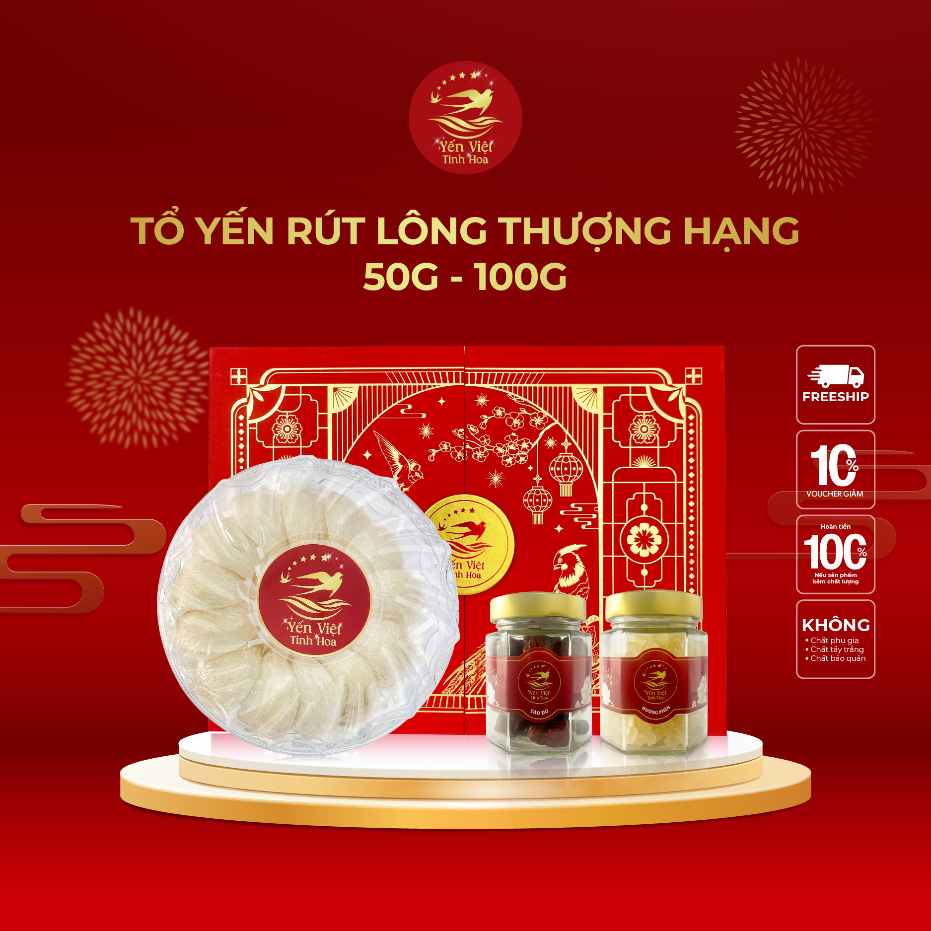 Tổ yến rút lông thượng hạng 100 gram Yến Việt Tinh Hoa  - Hàng chính hãng