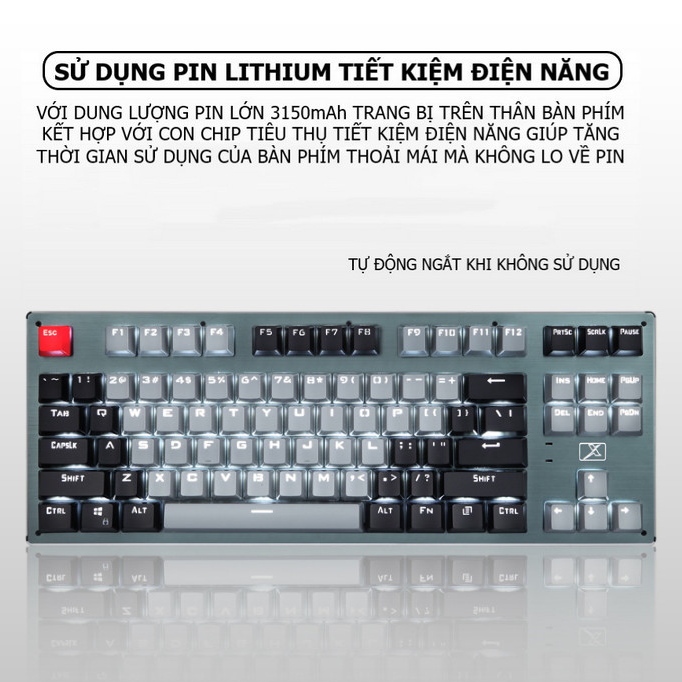 Keyboard 87 Phím Blue Switch Có 3 Chế Độ Kết Nối