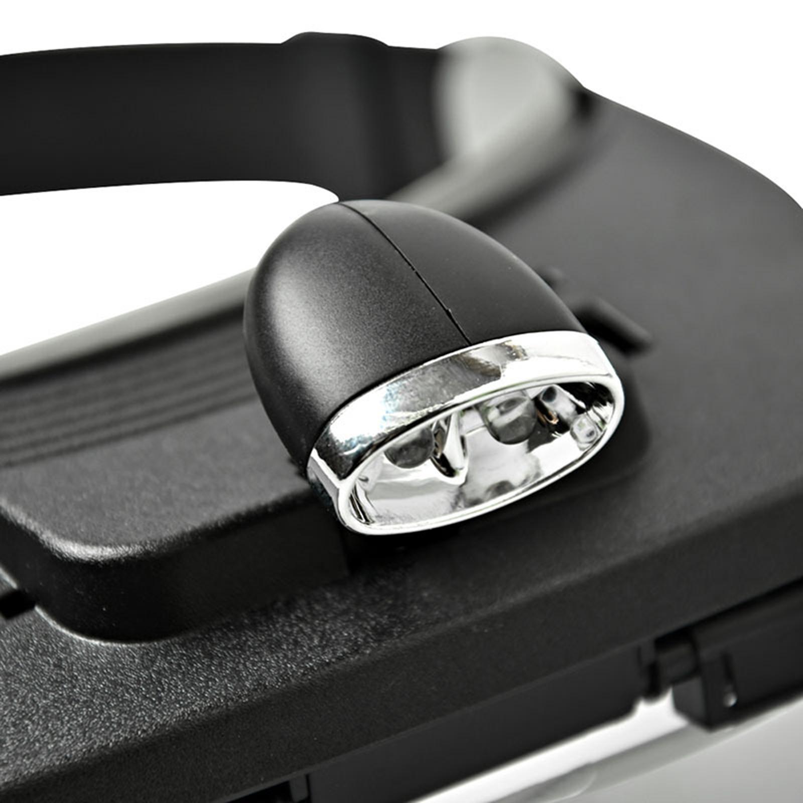 Portable Headband Magnifier w/ 2 LED Light Headset Magnifying Glasses Visor