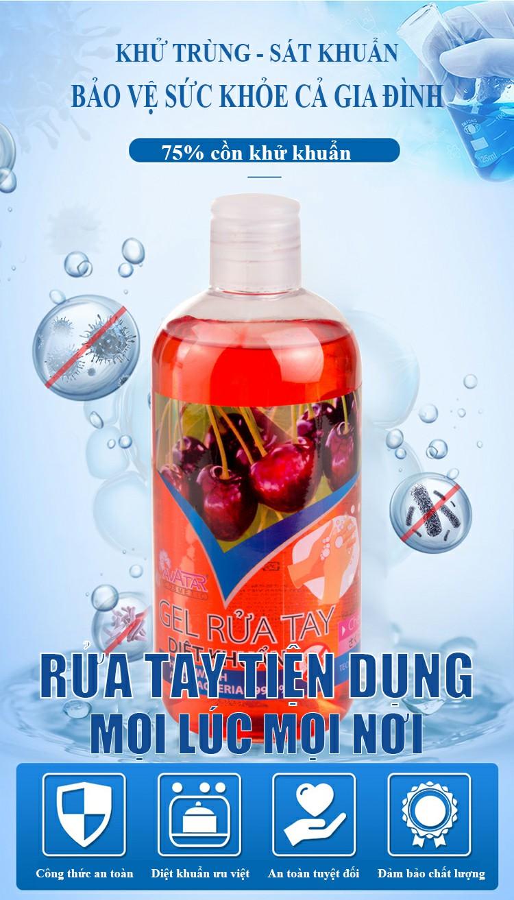 Gel rửa tay diệt khuẩn Avatar hương Cherry 500ml