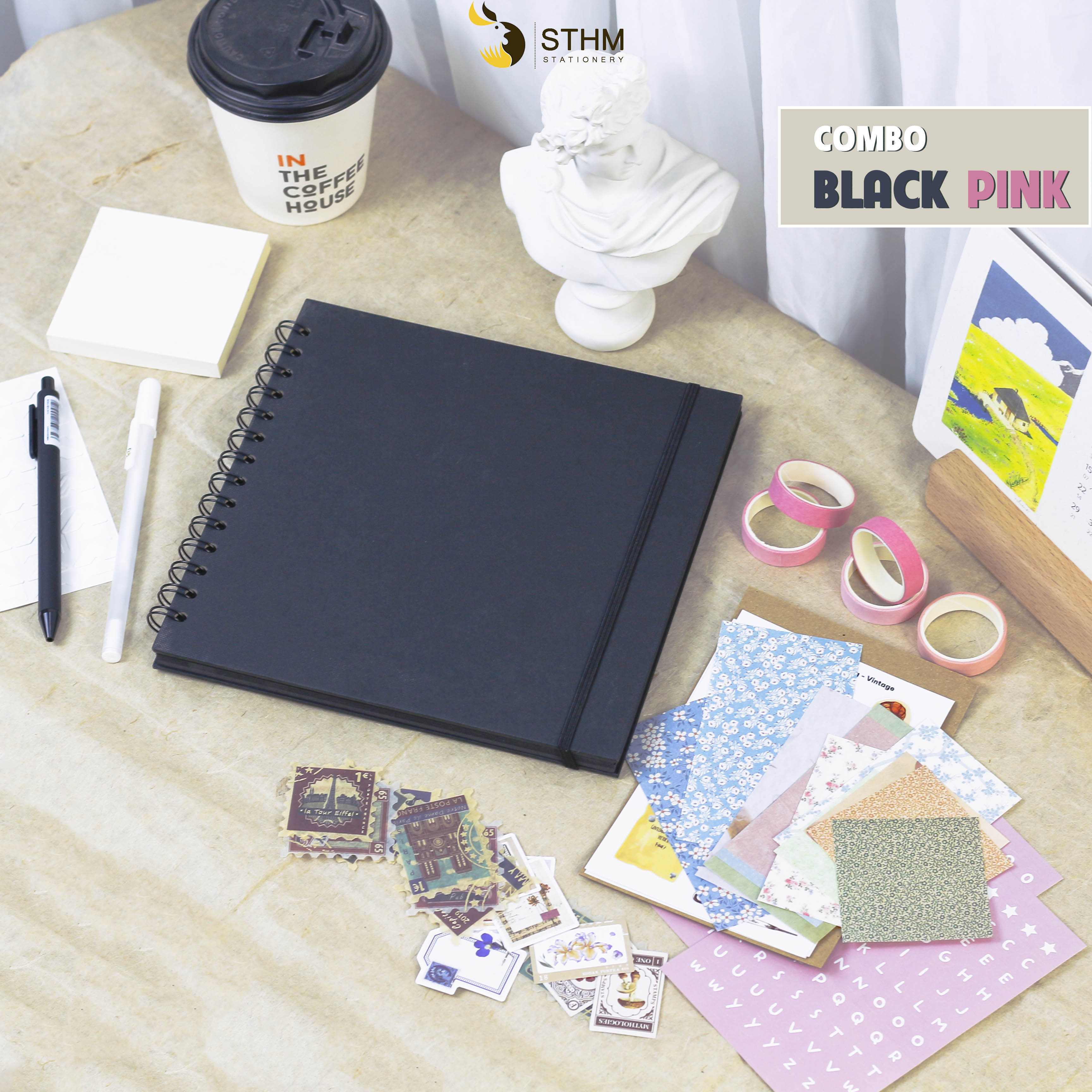 Sổ dán ảnh - Scrapbook 20x20cm 50 trang giấy mỹ thuật cao cấp dày 250gsm - STHM stationery