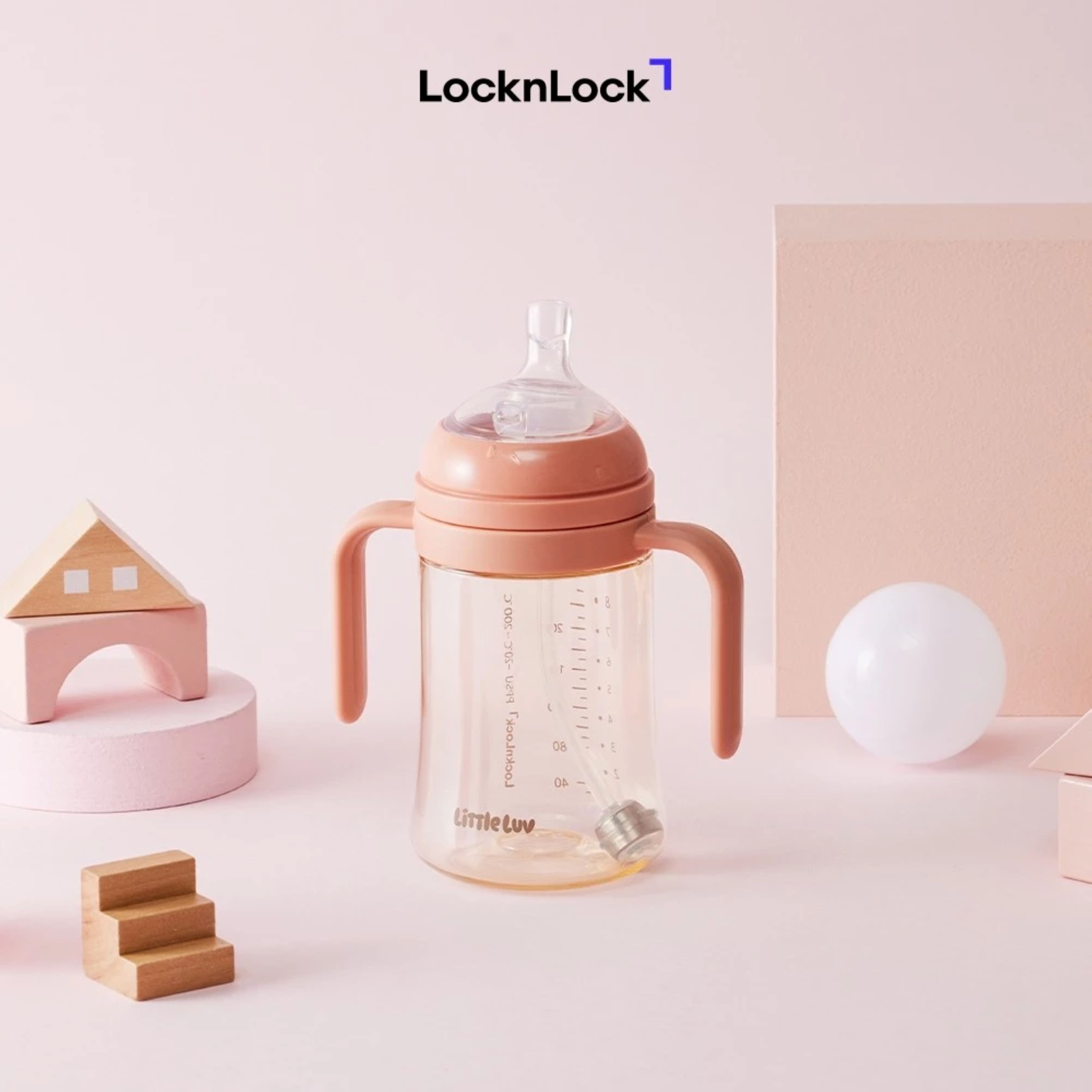 Bình tập uống cho bé LocknLock Little Luv First PPSU Straw Cup có ống hút 280ml HAP914 280ML/ HAP915 350ML