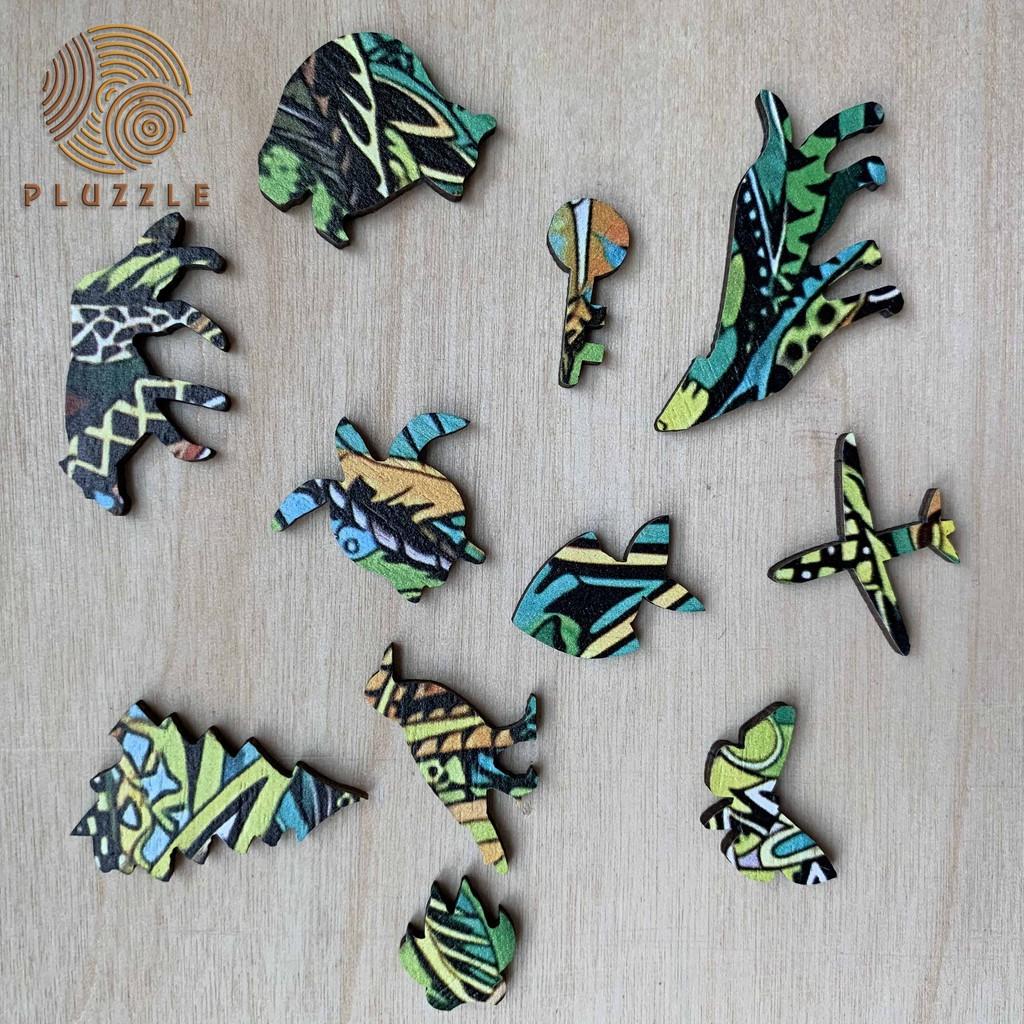 Bộ xếp hình gỗ đồ chơi puzzle ghép hình con vật độc đáo - Con Kỳ Nhông – PZ031