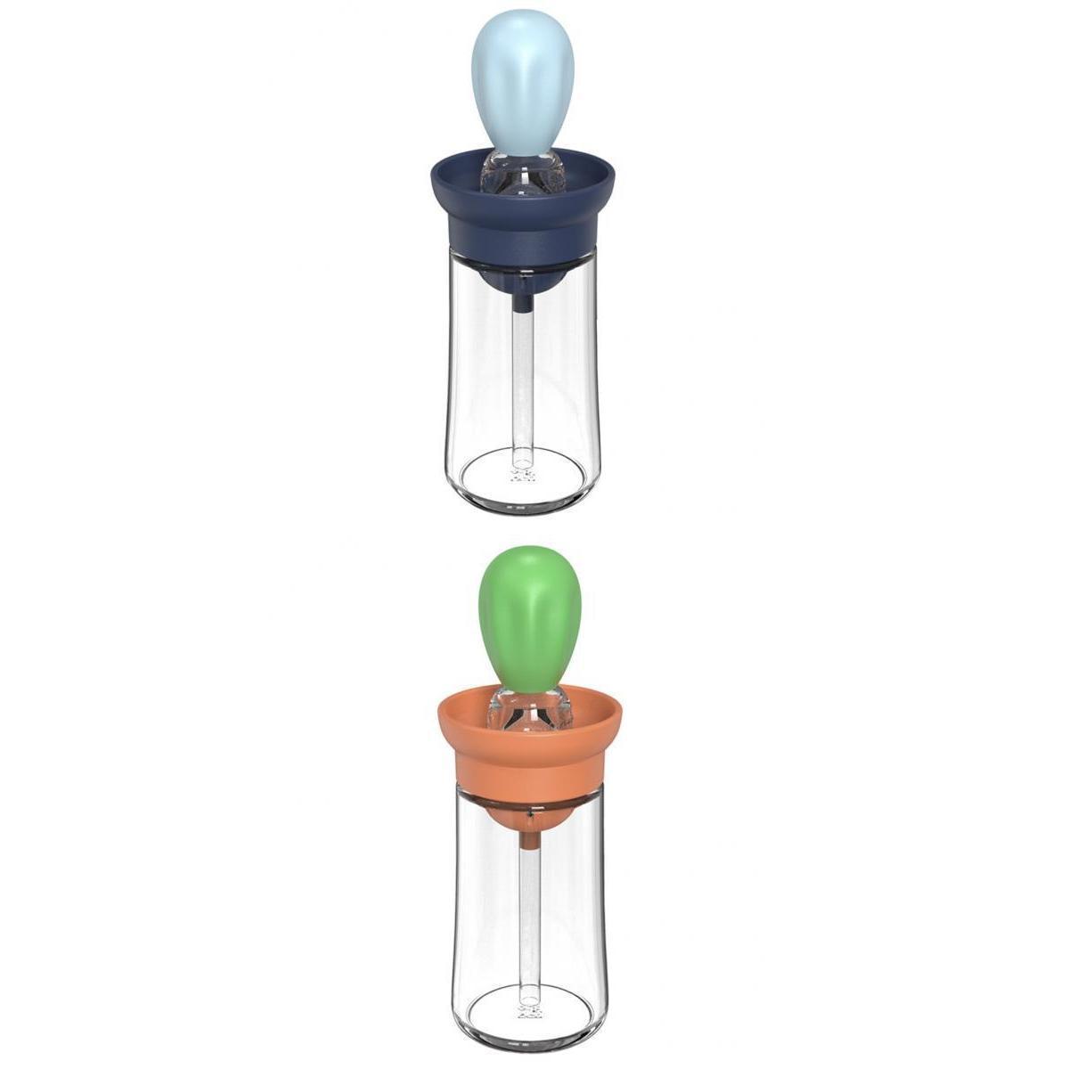 2 Pieces Glass Oil Bottle with Silicone Brush for Frying Barbecue Cooking