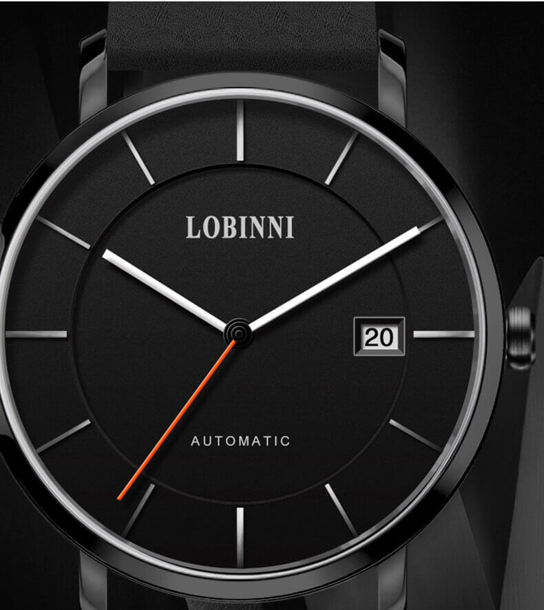 Đồng hồ nam chính hãng Lobinni L5016-1 ,Fullbox, Kính sapphire ,chống xước,chống nước,mặt đen dây da đen xịn, thép không gỉ 316L, Mới 100%,Bảo hành 24 tháng,thiết kế trẻ trung và sang trọng