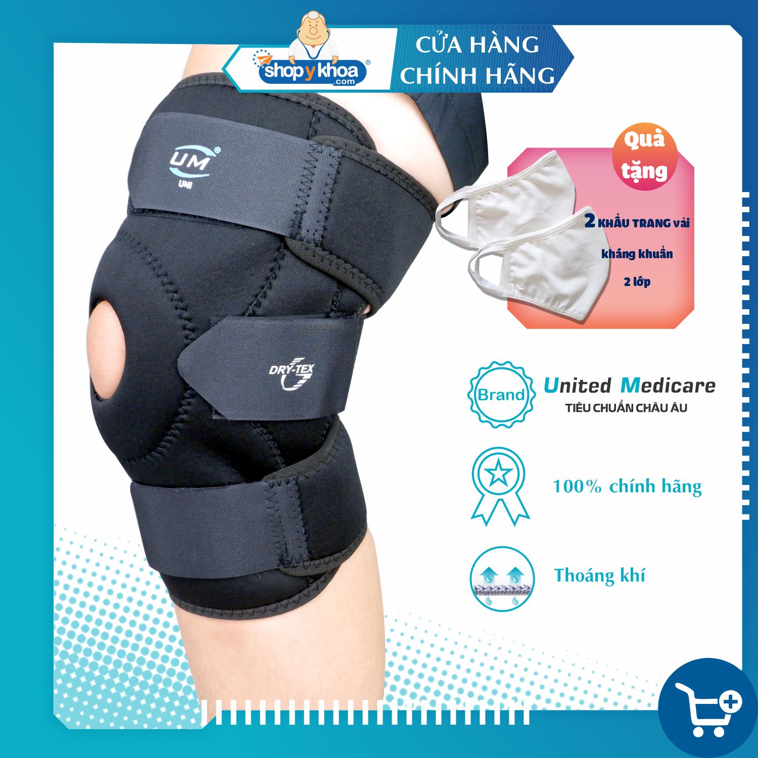 Bó gối đai dán có nẹp drytex United Medicare