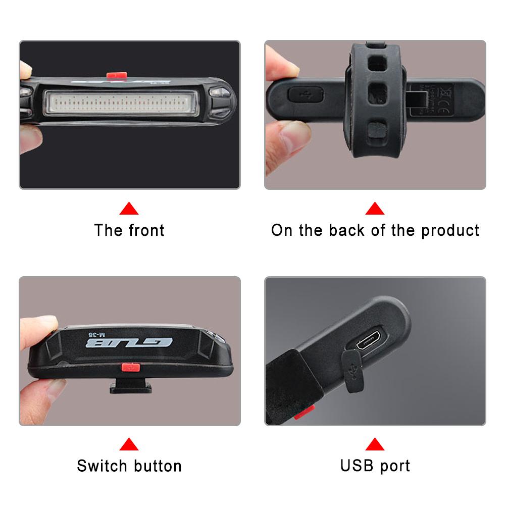 Đèn LED hậu sạc USB gắn yên xe đạp cảnh báo an toàn ban đêm