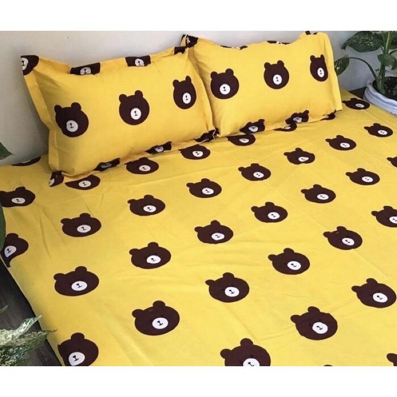 Bộ chăn ga gối 5 món mẫu chú gấu nâu vàng đủ kích thước
