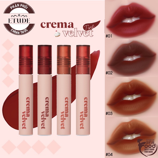 Son Kem Lì, Mịn Mượt như Nhung Etude Crema Velvet Tint 3.6g