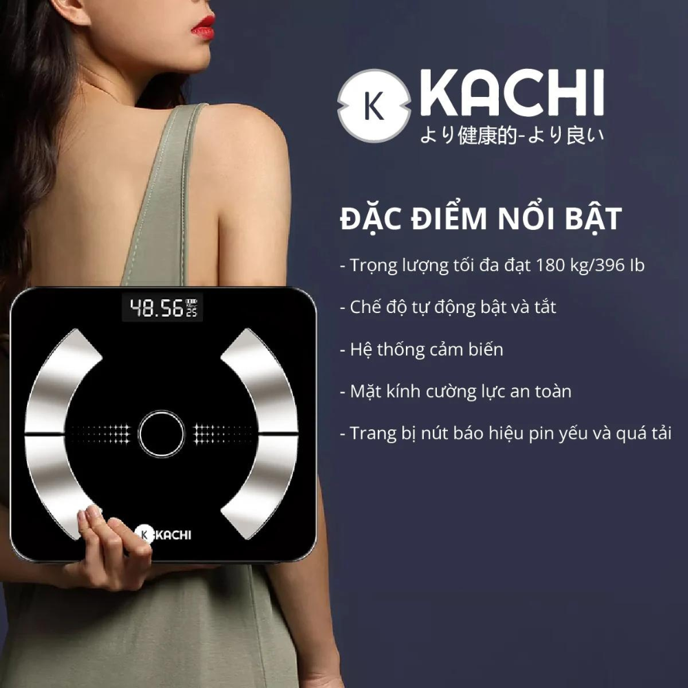 Cân Điên Tử Bluetooth Phân Tích Chỉ Số Cơ Thể Kachi MK223