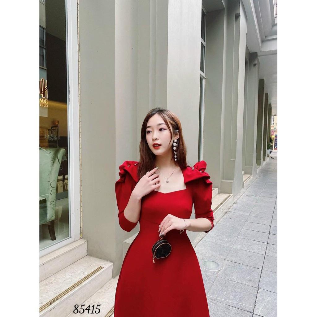 ĐẦM XÒE DỰ TIỆC CỔ VUÔNG TAY PHỒNG DỄ THƯƠNG