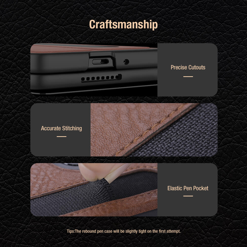Case bao da chống sốc cho Samsung Galaxy Z Fold 4 trang bị ngăn đựng S-Pen hiệu Nillkin Aoge Leather Cover Case - hàng nhập khẩu