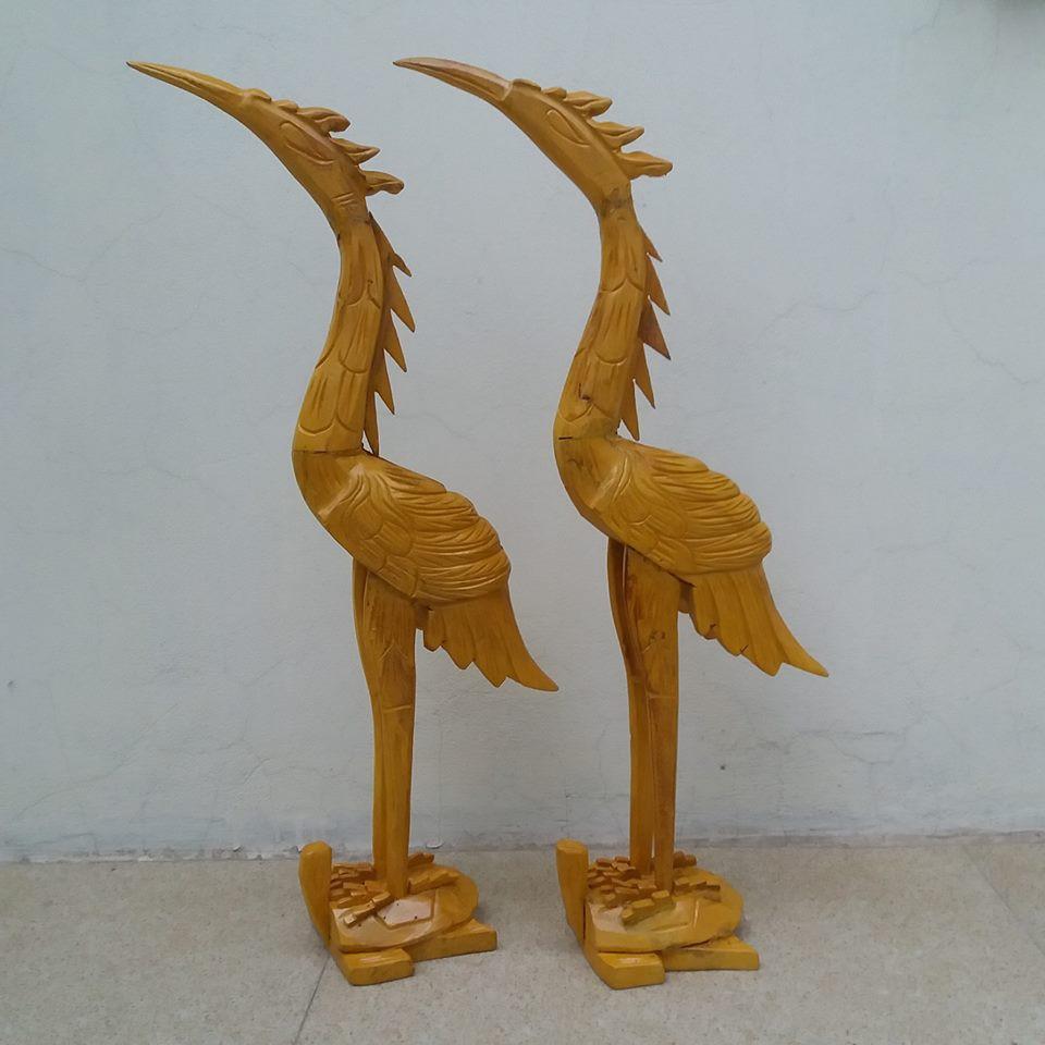 Hạc thờ gỗ mít cao 61cmx25cmx12cm