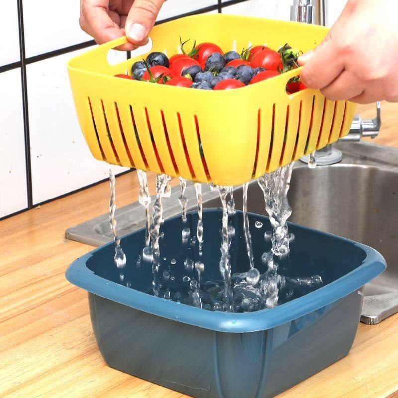 Bộ rổ nhựa kèm thau có nắp tiện dụng