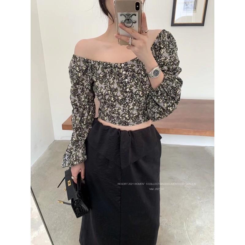 Áo trễ vai hoa nhí