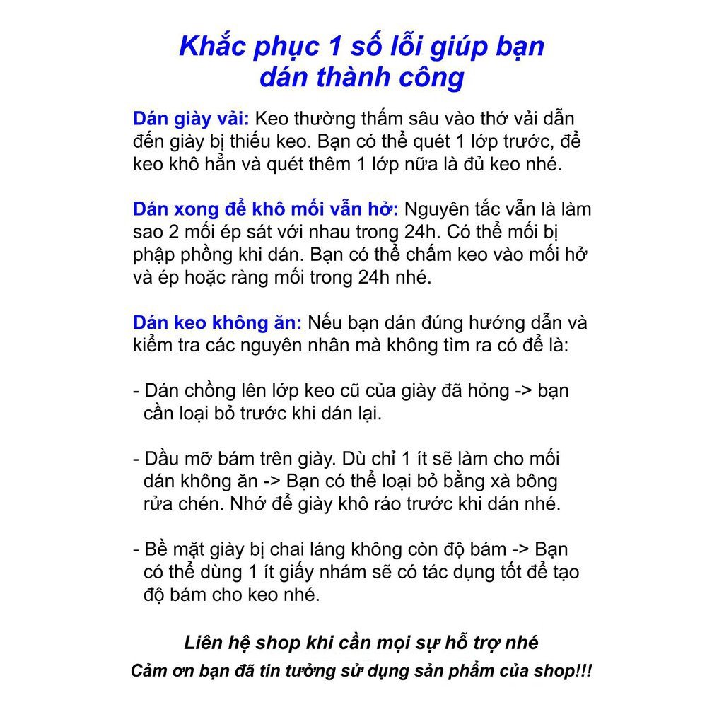 Keo Dán Chuyên Dụng Dán Giày Dép - Hàng loại 1 - Siêu Dính Dung Tích 50ml Keo Dạng Trong Suốt