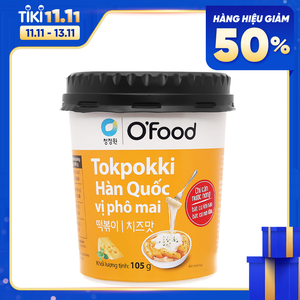 Bánh Gạo Tokpokki Hàn Quốc Ăn Liền Vị Phô Mai O'Food Ly 105g