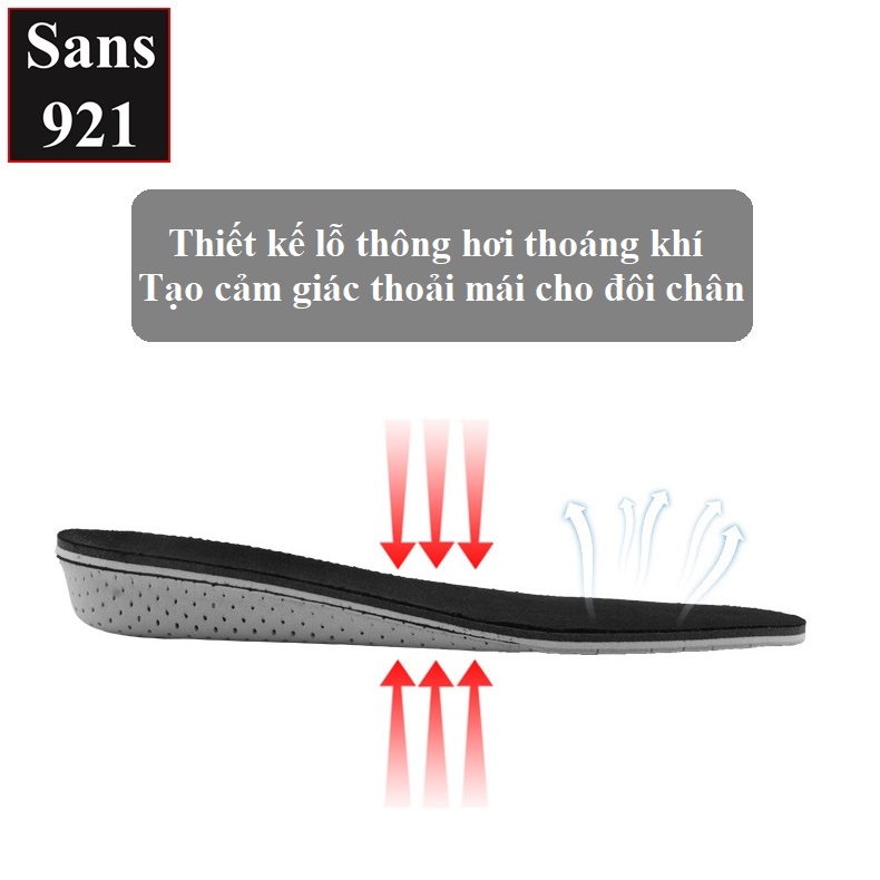 Lót giày tăng chiều cao nam nữ Sans921 độn giầy nâng đế 2cm 3cm 4cm 5cm