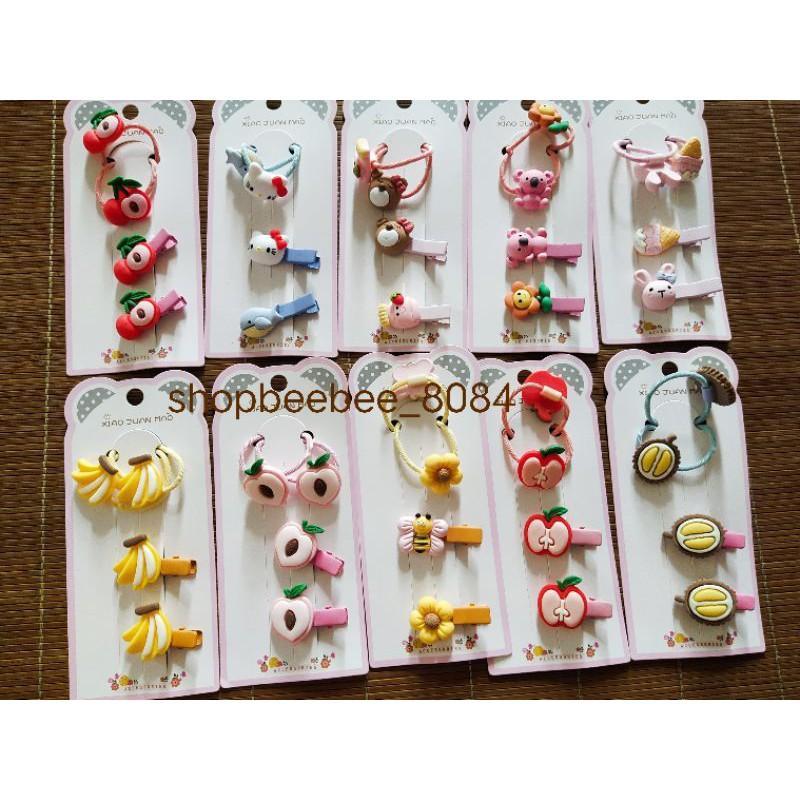 Set kẹp tóc buộc tóc hình ngộ nghĩnh cho bé