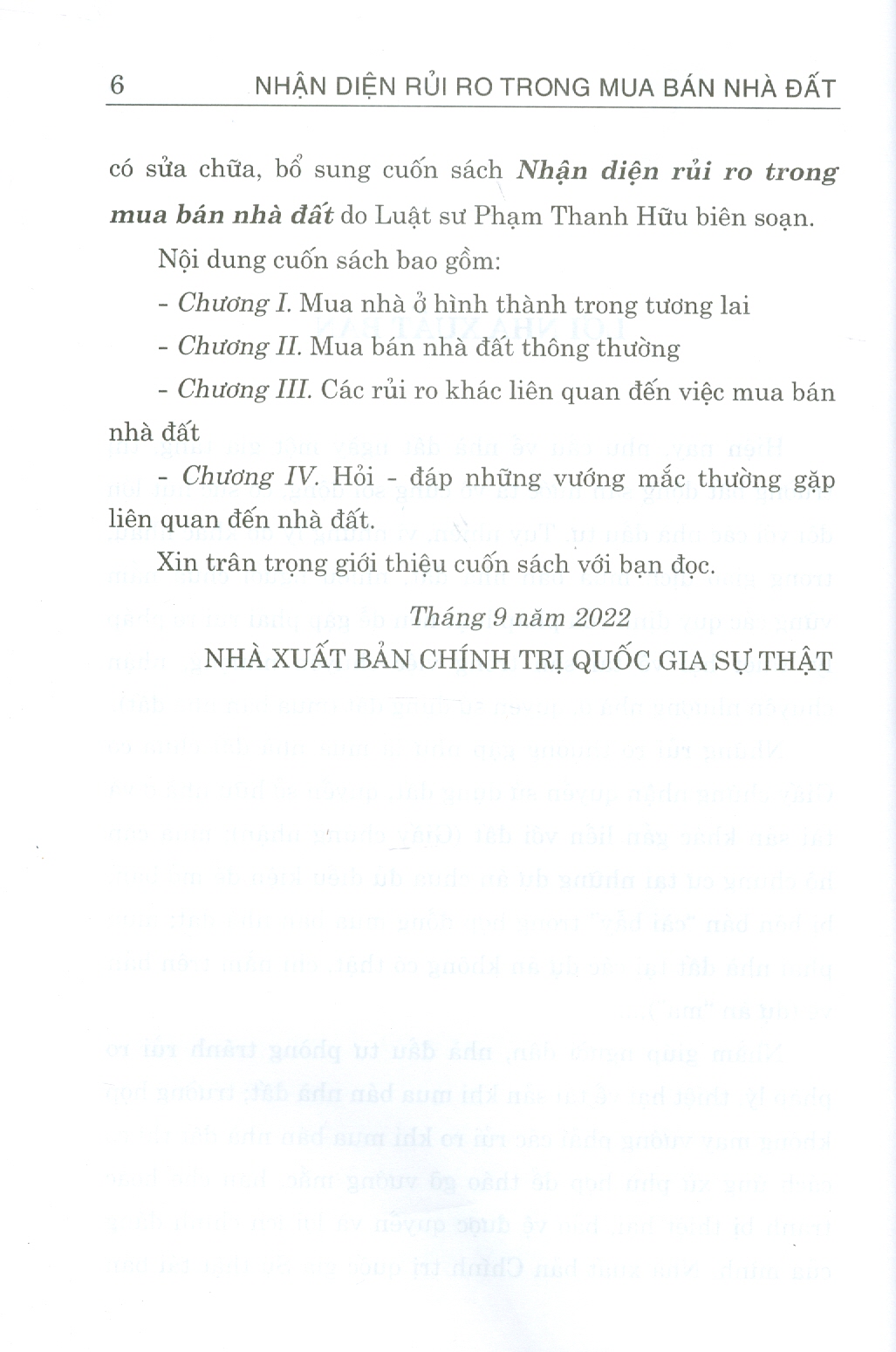 Nhận Diện Rủi Ro Trong Mua Bán Nhà Đất (Tái bản lần thứ nhất có sửa chữa, bổ sung)