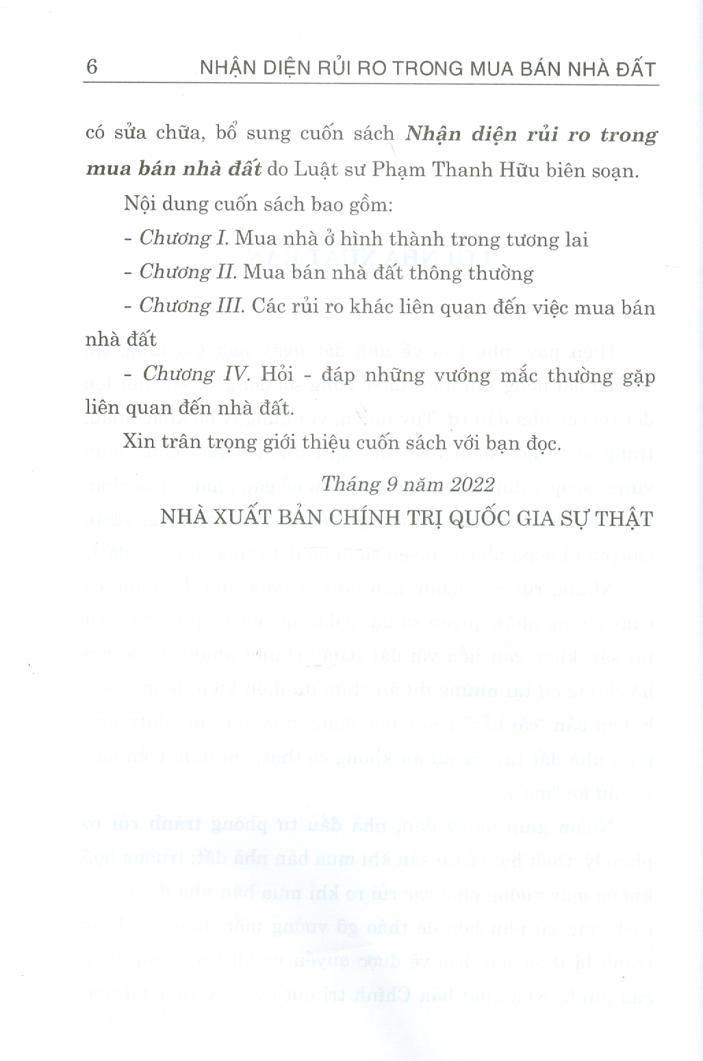 Nhận Diện Rủi Ro Trong Mua Bán Nhà Đất (Tái bản lần thứ nhất có sửa chữa, bổ sung)