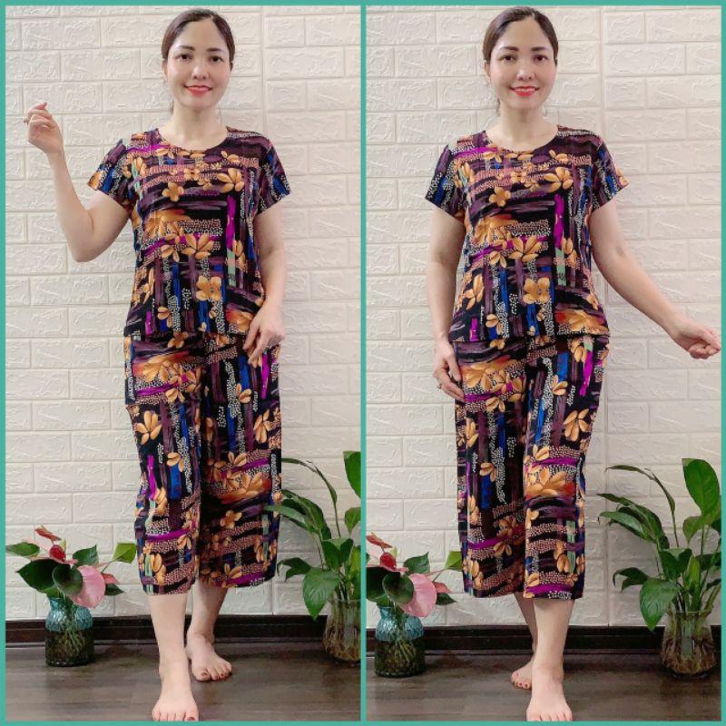 Đồ bộ lanh trung niên, bộ đồ tole lửng lửng ống rộng, vải dầy, mền mịn,mặc mát thấm hút mồ hôisize 48--70kg