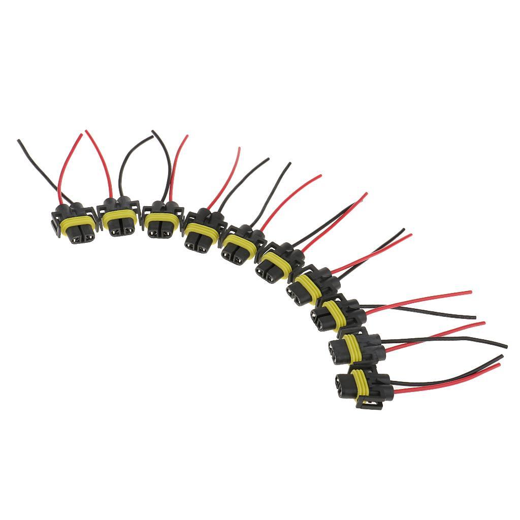 10 Pieces Adapter Wiring Harness Sockets Wire For Headlight Fog Light