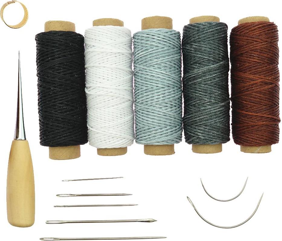 14 Cái/lốc Leathercrafts Bộ Dụng Cụ Giày Bộ Dụng Cụ Sửa Chữa: Da Sáp Dây Ren + MAY Awl + Mắt Lớn Kim