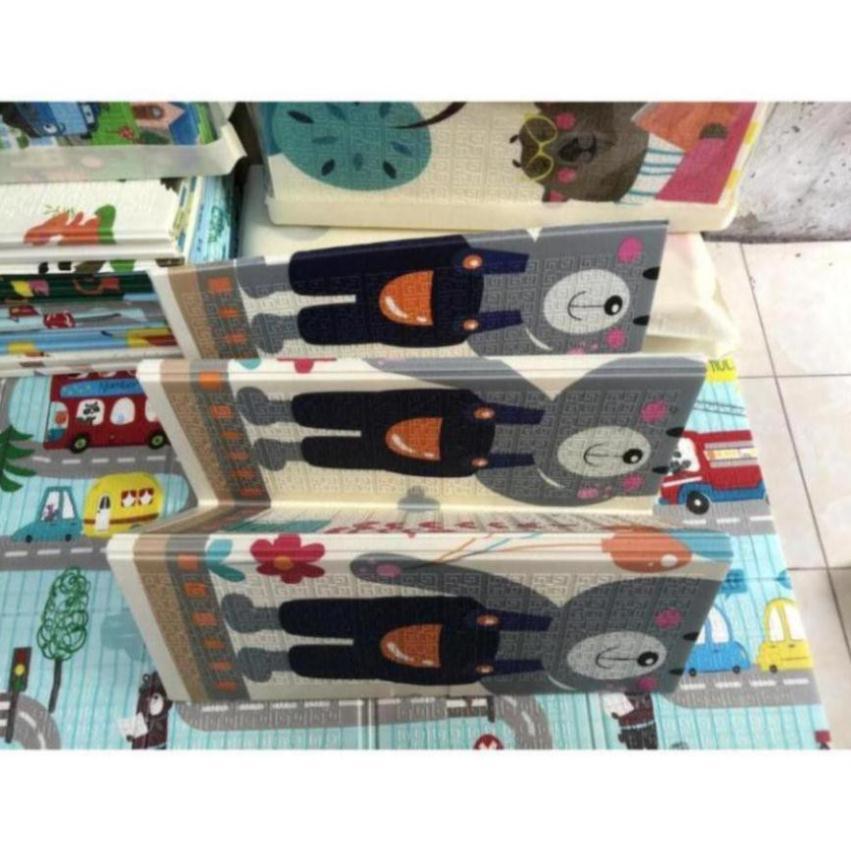 Thảm trải sàn xốp XPE 2 mặt phủ Silicone Hàn Quốc chống thấm tuyệt đối, chống ngã, cho bé tập bò kèm túi 1m8x2m