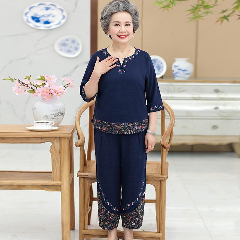 Bộ Đồ Trung Niên Thêu Hoa Lịch Sự AB42 - Hàng Quảng Châu Cao Cấp