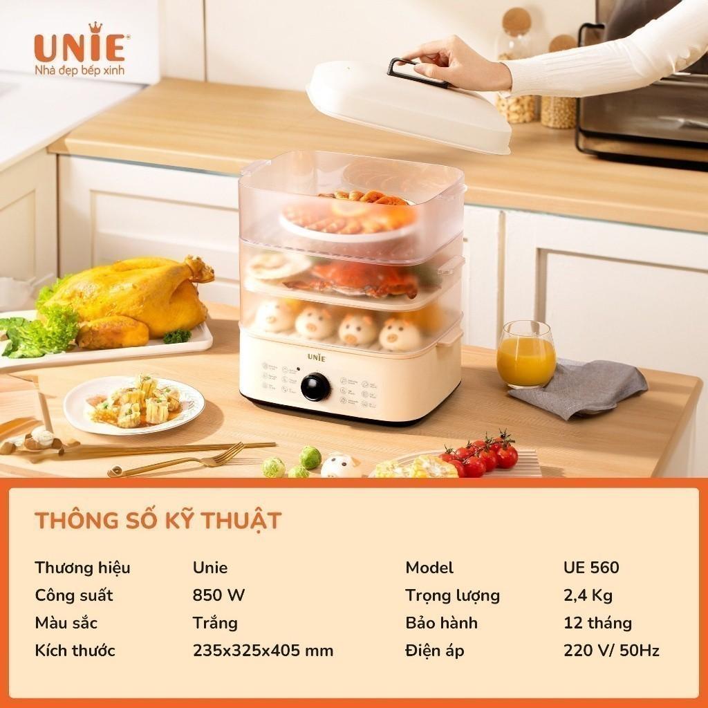 Nồi hấp 3 tầng UNIE UE560,dung tích 18l,công suất 850w,12 tính năng siêu tiện lợn,thiết kế trang nhã cao cấp,dễ vệ sinh- HÀNG CHÍNH HÃNG