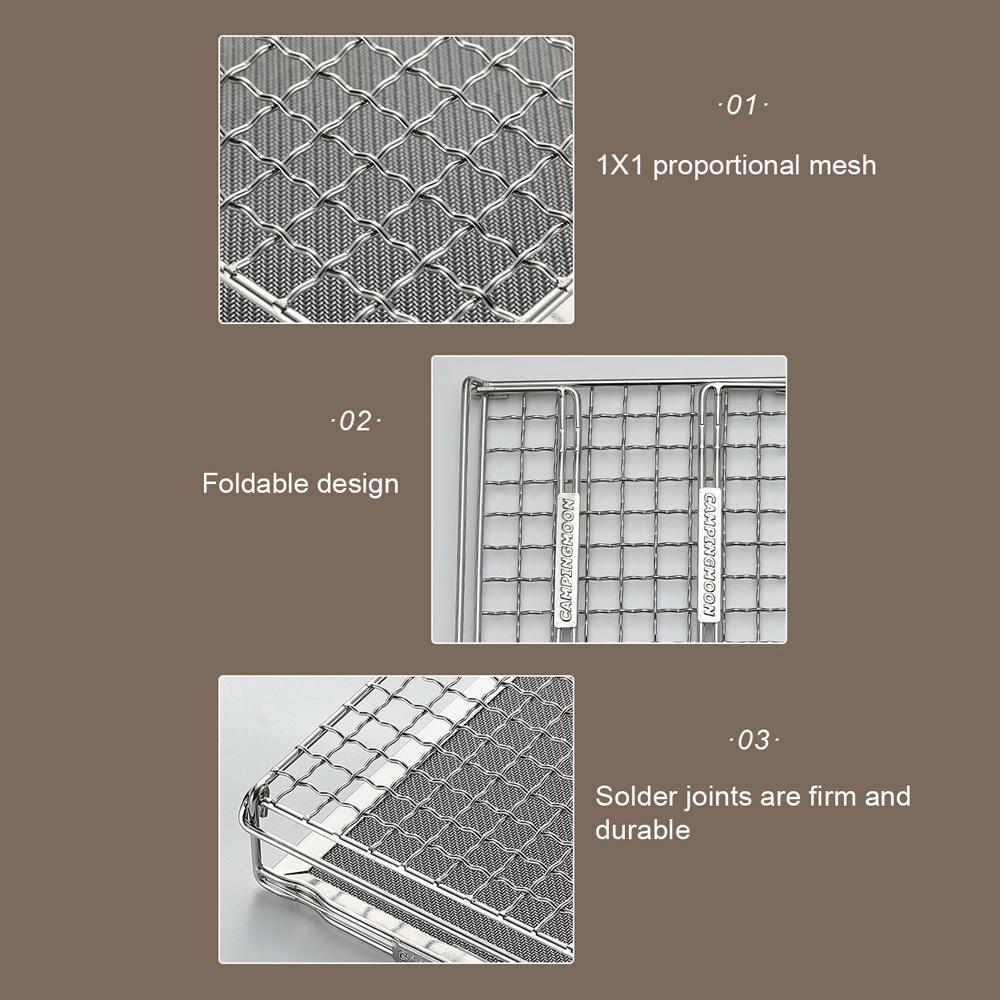 CAMPINGMOON Portable StoveTop Grill Net Mini Foldable Furnace Grill Rack Barbecue Toast Baking Holder Heating Bracket