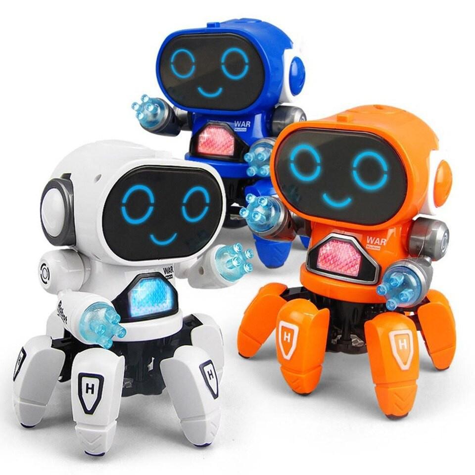 Đồ chơi Robot 6 chân nhảy theo nhạc, có đèn LED cực vui nhộn cho các bé