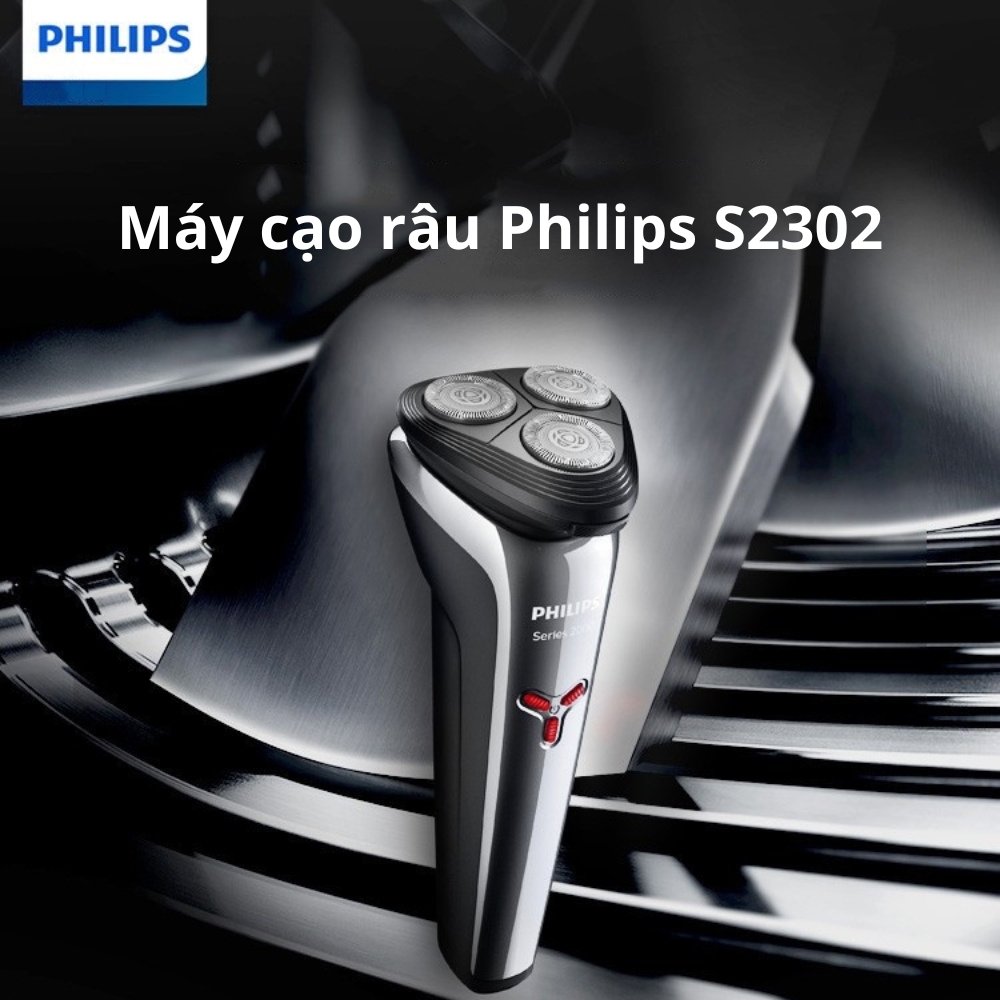 Máy cạo râu điện Philips S2302 Hệ thống cắt và cạo Fengchi tích hợp sạc nhanh trong 5 phút/1 lần cạo - Hàng nhập khẩu