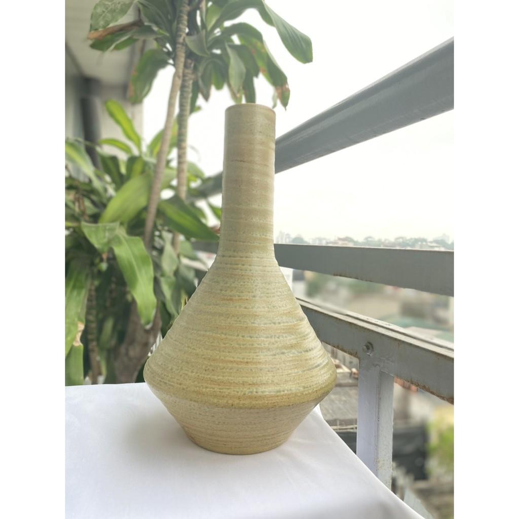 BÌNH HOA BÁT TRÀNG CAO CẤP MEN HỎA BIẾN MÀU VÀNG GỖ ĐỘC ĐÁO