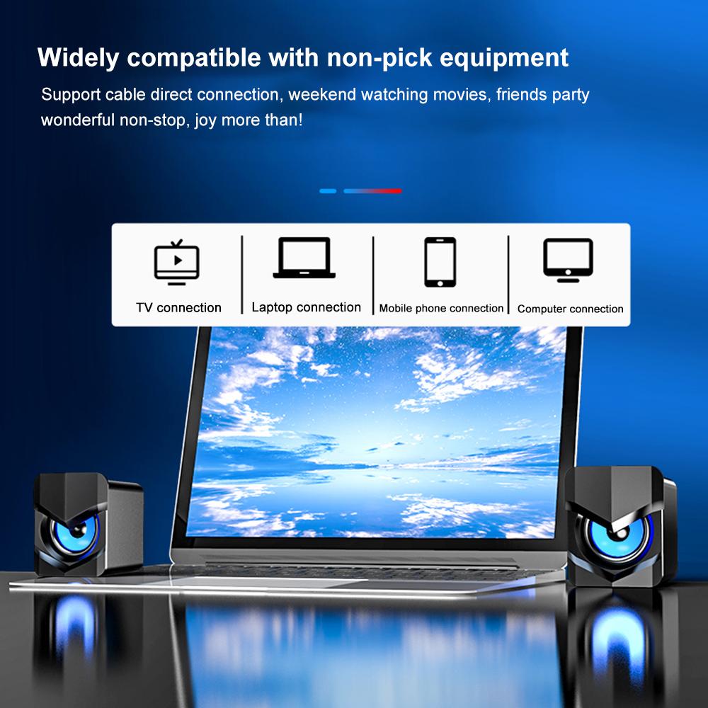 Loa máy tính để bàn mini SADA D-158 siêu trầm 3,5mm âm thanh USB Powered Home